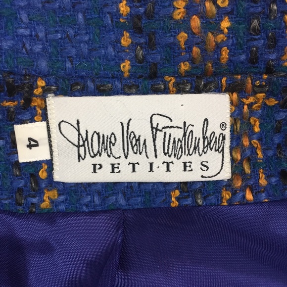 Vintage Diane von Furstenberg blue plaid blazer - Picture 4 of 7